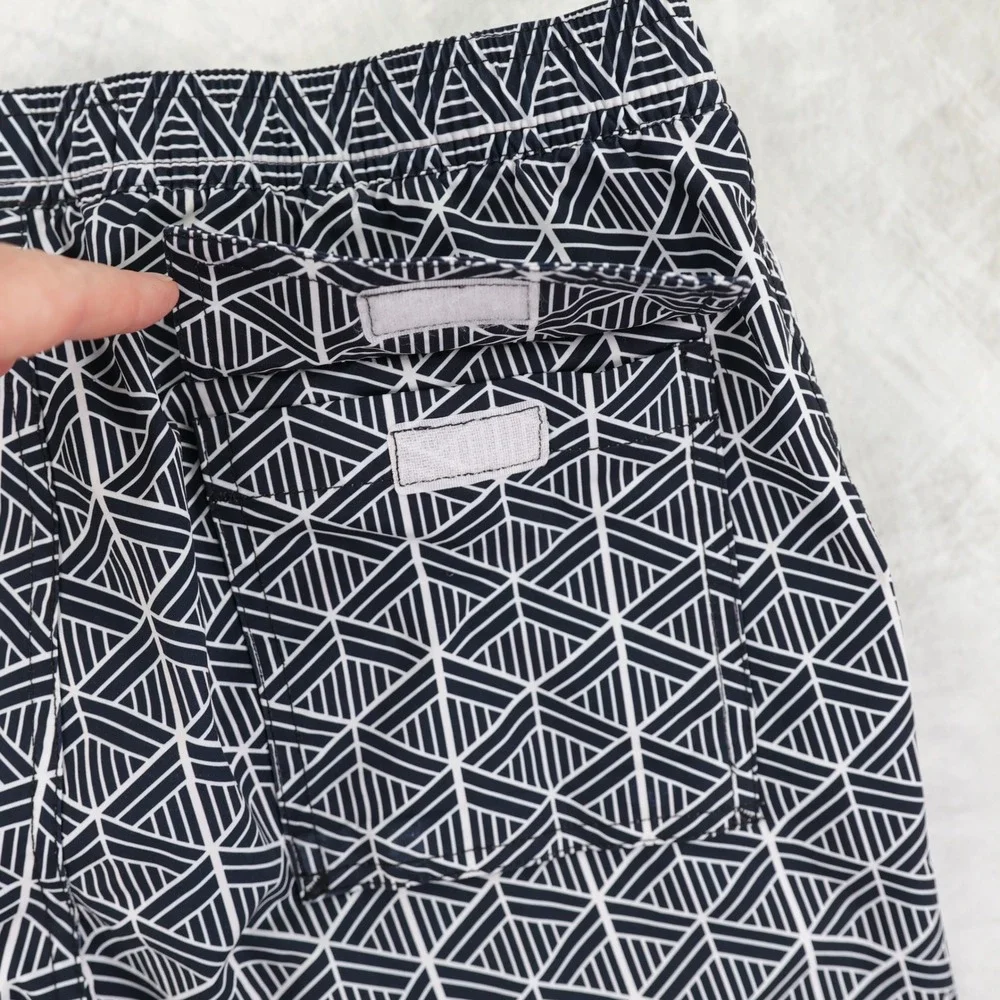 Psycho Bunny Swim Trunks Mens Small S Geometric Blue White Board Shorts Lined